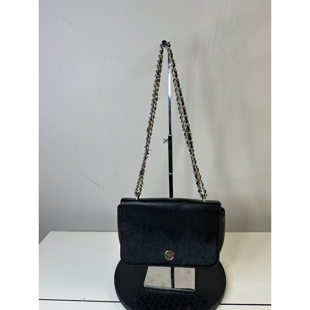 Tory Burch Shoulder Bag Chain Strap Saffiano Black